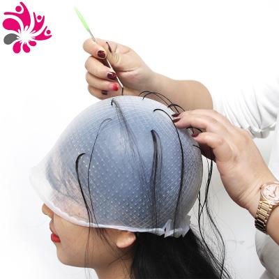 China Hair Salon Stations Equipment Cross Hole Silicone Hair Dying Tipping Highlighting Tinting Cap for sale