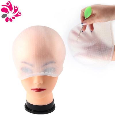 China Durable/Washable/Elastic Silicone Hair Dying Tipping Highlighting Tinting Cap With Cross Hole for sale