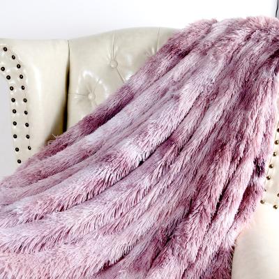 China Decorative Anti-Static Faux Fur Extra Soft Throw Blanket Fluffy Cozy Fleece Fuzzy Long Hair Shaggy Reversible Plush Blanket for sale