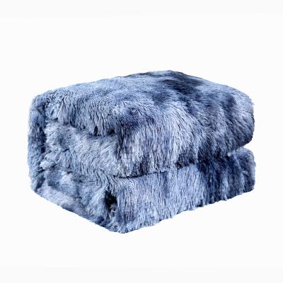 China Luxury Long Fur Reversible Faux Fur Sherpa Fleece Anti-Static Warm Plush Tie Dye Weighted Blanket Comfortably Heavy Blanket for sale