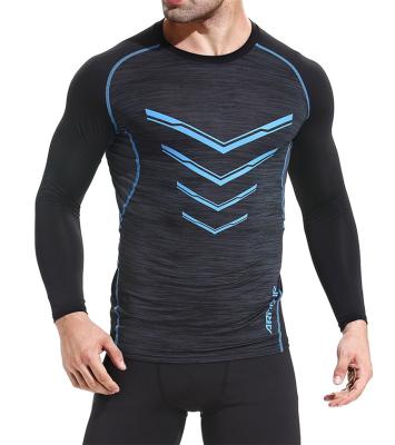 China Fashionable QUICK DRY Mens Patchwork Design Stripe Design Long Sleeve T-Shirt Tops Keep Warm Gym Fitness Sports Breathable Quick Dry Daily Wear for sale