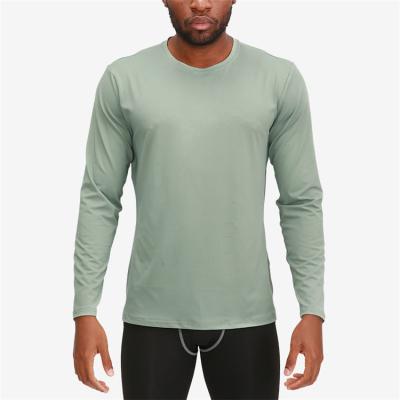 China Wholesale Men's QUICK DRY Undamaged Pure Green T-shirt Plain Solid Color Simple Design Long Sleeve Top Keep Warm Spandex Polyester Quick Dry for sale