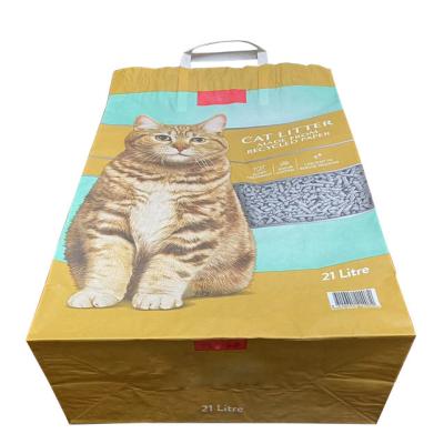 China 7 Farb-sackt das Papier-Cat Litter Bags Handle Kraft-Papier-Verpacken offenen Mund ein zu verkaufen