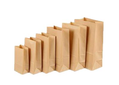 China Eco Friendly Brown Kraft Paper Bag 60g-120g/M2 Block Shape Bottom Strong Load Bearing for sale