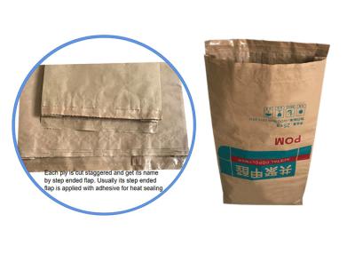 China Custom Printing Logo 120g/m2 Multiwall Kraft Paper Bags With Food Grade PE Coating for sale