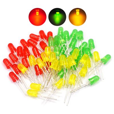 China LED Diode Parts Set Red+Green+Yellow 100PCS 3mm LED Each DIY Sample Mix Through Hole Bulk for sale