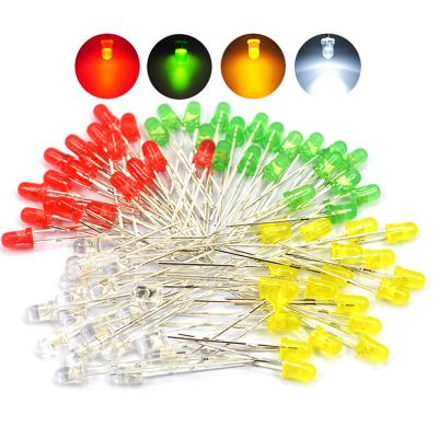 China LED 3mm LED CLEAR Diode Parts Set Red+Green+Yellow+white 20PCS Each Sample DIY Mix Through Hole Bulk for sale