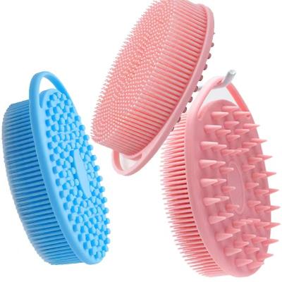 China Relieve Fatigue Soft Silicone Bath And Shampoo Brush Exfoliating Body Scrubber Used In Shower As Head Scrubber for sale