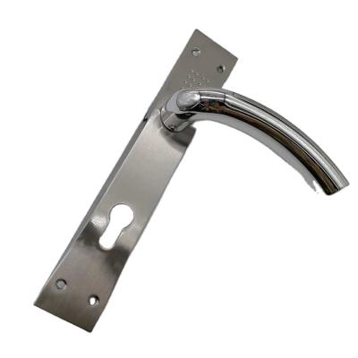 China Modern Satin Nickel Door Handle On Plate Zinc Alloy Door Handle for sale