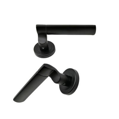 China Modern lever handle set interior aluminum door handles door handle black for inerior door for sale