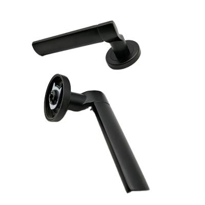 China Modern Black Door Handle Lever Handle Set Interior Aluminum Door Handles For Wooden Door for sale