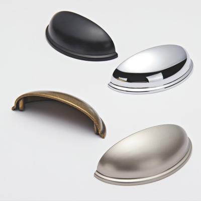 China Contemporary Classic Satin Cabinet Drawer Pull Handle Shell Style Zinc Alloy Cup Handle for sale