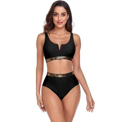 China Breathable 2023 Summer Women Push Up Bikinis Set Solid Color Strapless Ruffles Swimsuits For Women Bandage Padded Beach Swimwear Lady for sale