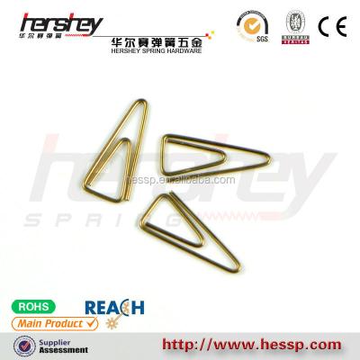 China Metal Triangle Shape Gold Color Bronze Coated Paper Clip for sale