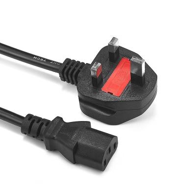 China Black 3*0.5mm2 3*0.75mm2 UK Power Cord C13 3*1.0mm2 For Home Application for sale