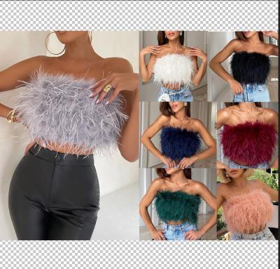 China 2022 Summer Fashion Sexy Crop Top Faux Fur Tank Tops Hot Selling Vest Women's Casual Vest Breathable Backless Party Vest for sale