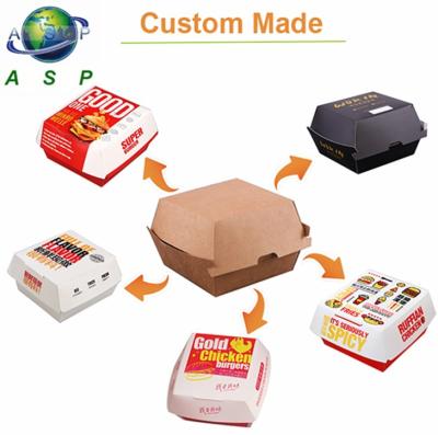 China Eco Friendly Biodegradable Biodegradable Wrapping Paper Burgerbox Takeaway Food Hamburger Box Packaging Empaque Hamburguesad With Custom Printed for sale