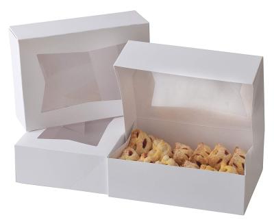 China Recycled Materials Customized Packaging Paper Bakery Pastries Boxes Cupcake Cookie Tins With Window for sale