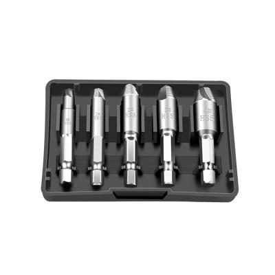 China Remove Damaged Screw And Broken Bolt 5 PCS HSS Damaged Screw Extractor Kit And Stripped Screw Extractor Set for sale