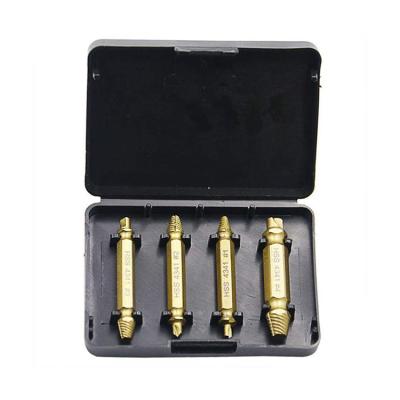 China Remove Damaged Screw and Broken 4 PCS TIN Coating Damaged Screw Extractor Kit and Stripped Screw Extractor Assembly for sale