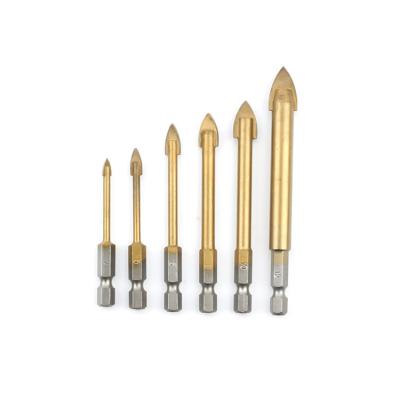 China Carbide Coated Tip Shank Masonry Drilling Titanium Impact Glass Drill Bit For Glass Ceramic Tile Drilling for sale