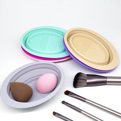 China Portable. Beauty Tools Automatic Popular Portable Folding Silicone Makeup Brush Cleaner Cleaner Bowl for sale