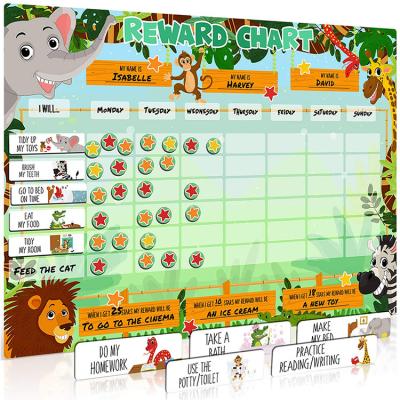 China Shape Design Custom Kids Color Magnetic Reward Chart with Task Cards Markers for sale