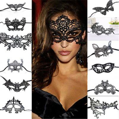 China Comfortable Sexy Black Masquerade Party Venetian Halloween Costumes Women Lace Eye Mask Party Masks Headwear for sale