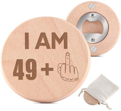 China Viable Custom Promotional OEM Fridge Magnet Around Wooden Bottle Opener for sale