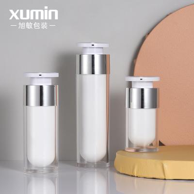 China Eco-friendly Recyclable Acrylic Airless White Maker Bottle 15ml30ml50ml Plastic Pump Bottle Label For Cosmetics Packaging for sale