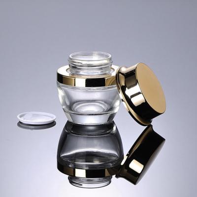 China Amazon Eye Cream Jar Glass Cream Jar OEM Cosmetic Products 15g30g50g Personal Care Green Silver Round Shoulder Lot for sale