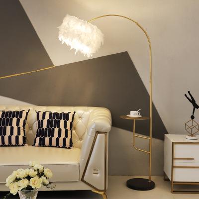 China Modern Fishing Feather Lamp Marble Living Room Bedroom Girl Room Piano Studio Corner Lamp Floor Lamp for sale