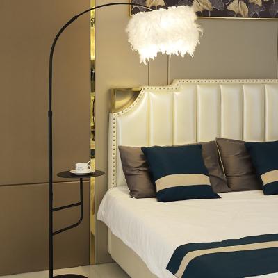 China Living Room Modern Vertical Bedroom LED Foyer Lamp White Optional Feather Floor Lamp For Floor Light With Shelves for sale