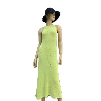 China Anti-Wrinkle Tending Summer Hot Selling Casual Women Slim Sweater Elastic Breathable Solid Color Crew Neck Maxi Dress for sale