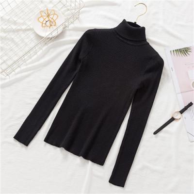 China Anti-Wrinkle Women Slim Fitness Clothing Solid Color Knitted Women's Solid Color Turtle Neck Sweater Long Sleeve Sweaters for sale