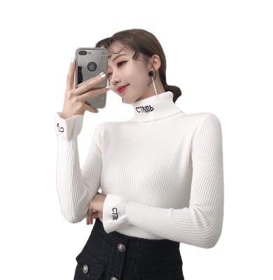 China Anti-Wrinkle Fashion Style Long Sleeve Women Lady Knitted Pullovers Winter Sweaters Solid Color Long Sleeve Korean Girls High Neck for sale