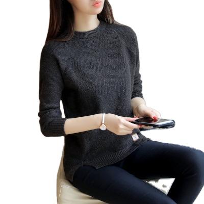 China New Arrival Knitted Anti-Wrinkle O-Neck Set Round Sweaters Plain Ugly Jumper Oversized Women Loose Bottoming Sweater for sale