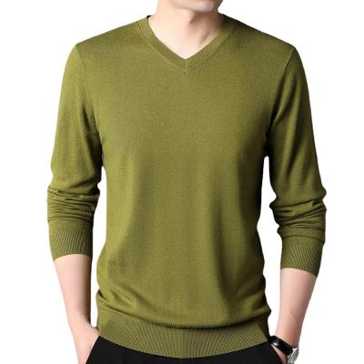 China Autumn new anti-pilling fashion v-neck knit sweater men's solid color regular sleeve men's sweater for sale