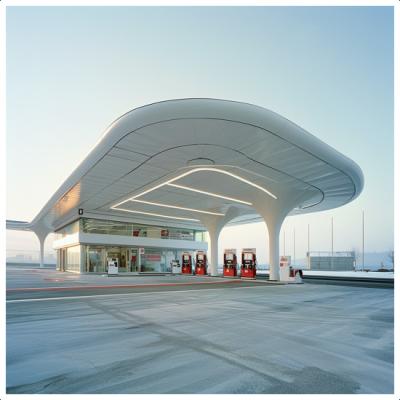 China Petrol Station Space Frame Beautifully Shaped Design And Construction For You for sale