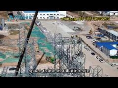 Long Span Prefab Steel Space Frame Roof Structure 0.8mm Light Roof
