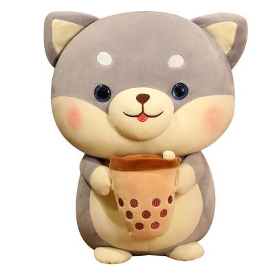 China Wholesale Multi Elastic Size 12inches Super Soft Cute Plush Stuffed Gray Yellow Light Brown Boba Tea Dog Plush Toy Doll Toys Dolls for sale