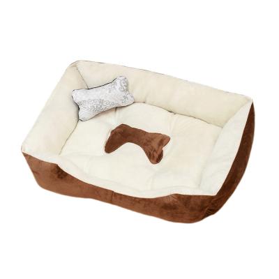 China Wholesale Viable Comfortable Summer Mat Cool Breathable Short Minky Plush Dog Sleep Bed With Pillow for sale