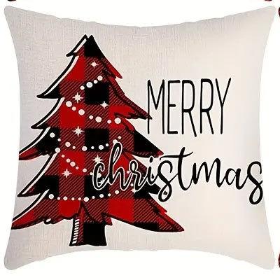 China Anti Dust Mite Christmas trees series pillow covers home sofa decoration buffalo plaid cushion cover custom various patterns for sale