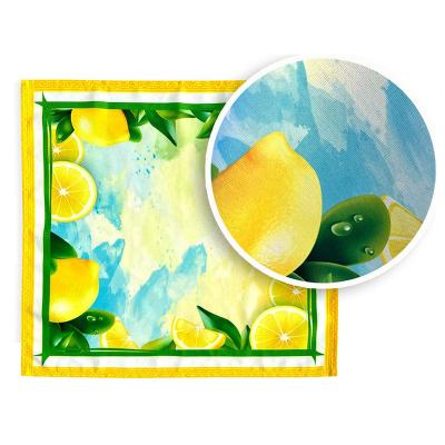 China Europe Lemon Print Indoor Outdoor Fabric Napkin Yellow Lemon Vine Soil Resistant Water Repellent Napkins 19X19in for sale