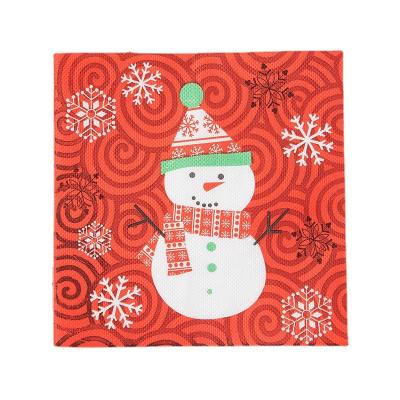 China Europe Cartoon print snowman paper napkins 100% virgin wood pulp christmas themed paper towels for party and banquet for sale