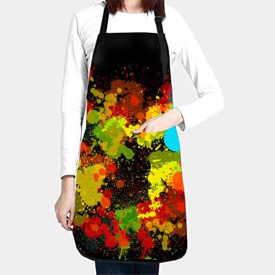 China Cleaning Color painting art designed kitchen cooking apron adjustable waterproof BBQ aprons for adults for sale