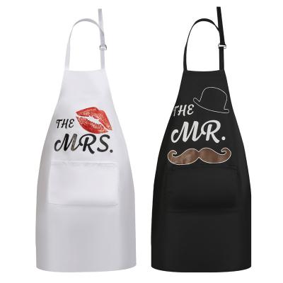 China Cleaning Lip and beard printed lovers aprons BBQ or kitchen fashion apron wholesale and retail for sale