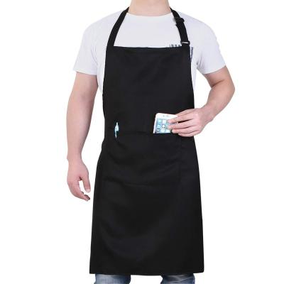 China Cleaning Adjustable neck strap waterproof apron for kitchen unisex bib aprons with two pockets for sale