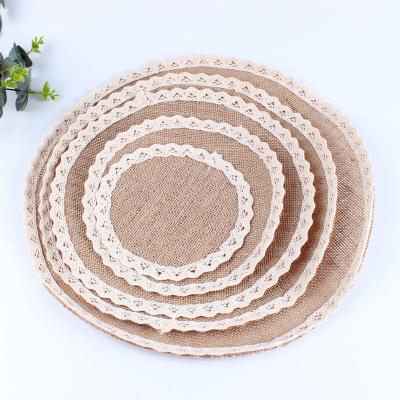 China Sustainable Natural jute placemat round table mat for home decoration linen coasters heat-resistant no-slip home suppliers for sale