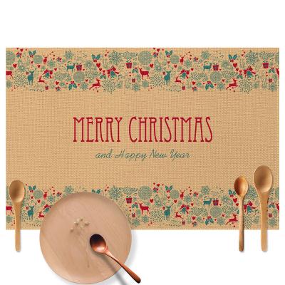 China Sustainable Christmas themes print linen placemats home decor santa snowman table heat proof mats various patterns for sale